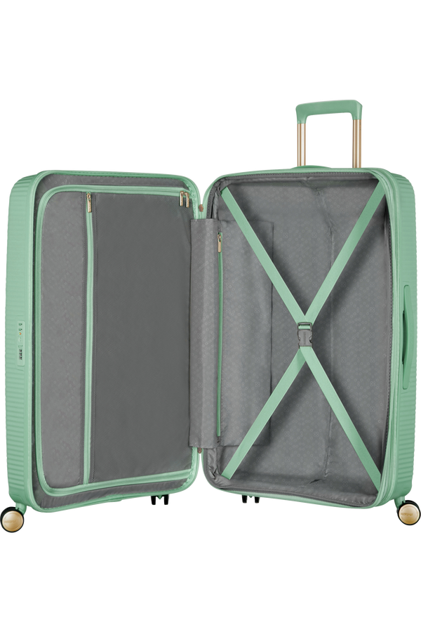 American Tourister Soundbox Spinner TSA Expandable 67cm  Almond Green/Gold American Tourister Soundbox Spinner TSA Expandable 67cm  Almond Green/Gold