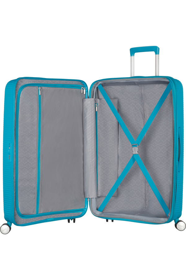 American Tourister Soundbox Spinner, rozšířitelný, 77 cm, letní modrá American Tourister Soundbox Spinner, rozšířitelný, 77 cm, letní modrá