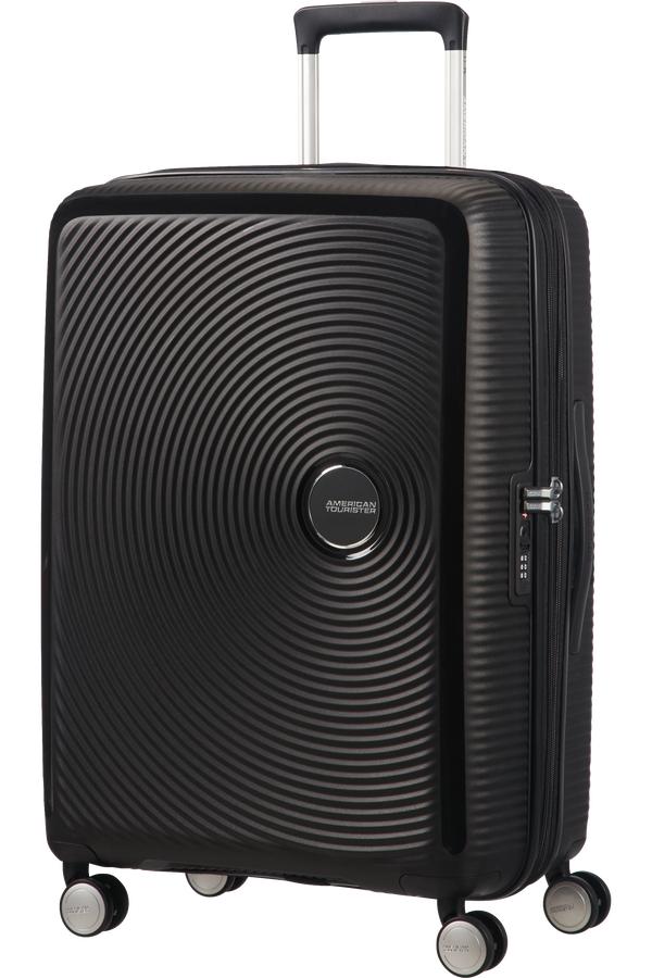 American Tourister Soundbox Spinner, rozšířitelný, 67 cm, temná černá American Tourister Soundbox Spinner, rozšířitelný, 67 cm, temná černá