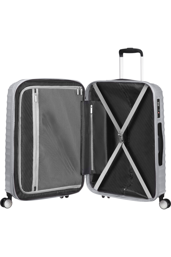 American Tourister Jetglam Spinner 67cm  Metalická stříbrná