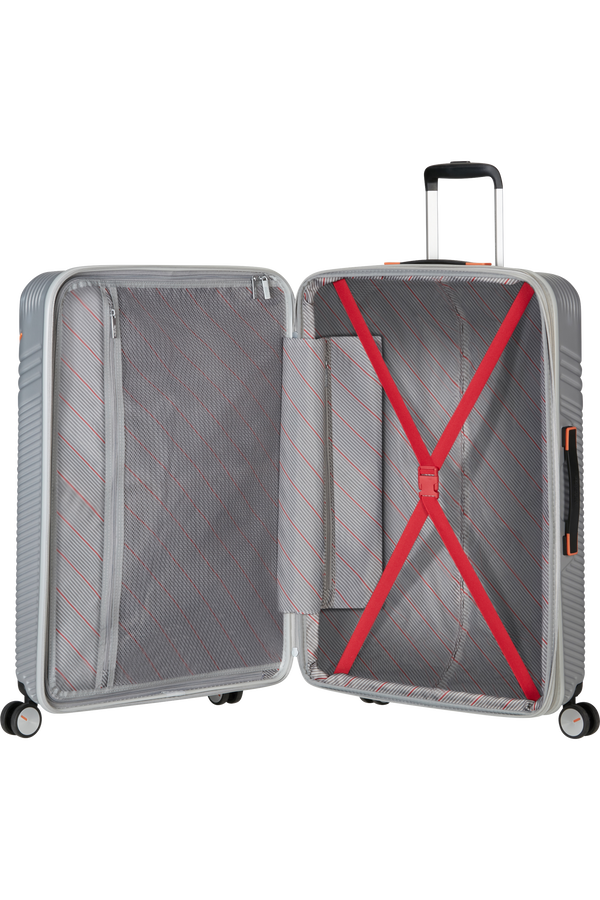 American Tourister Triple Trace Spinner TSA Expandable 76cm  Silver/Orange American Tourister Triple Trace Spinner TSA Expandable 76cm  Silver/Orange