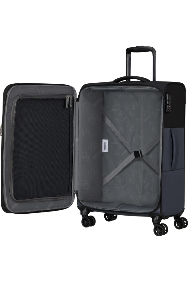 American Tourister Daring Dash Spinner Expandable TSA M  Čern&aacute;/&scaron;ed&aacute;