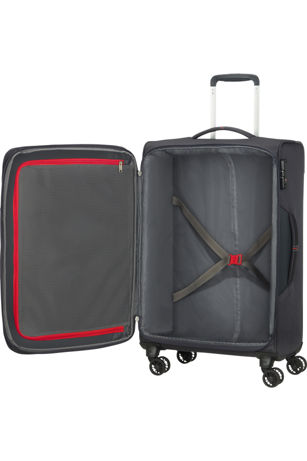 American Tourister Crosstrack Spinner Expandable 67cm  Šedá/červená American Tourister Crosstrack Spinner Expandable 67cm  Šedá/červená