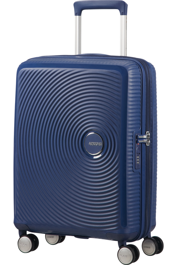 American Tourister Soundbox Spinner, rozšířitelný, 55 cm, půlnoční námořní modrá