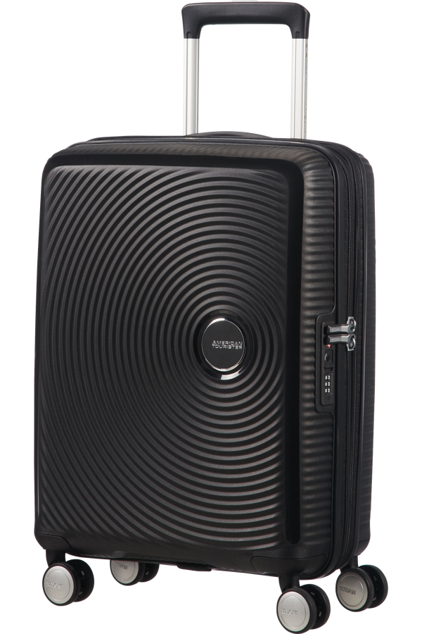 American Tourister Soundbox Spinner, rozšířitelný, 55 cm, temná černá American Tourister Soundbox Spinner, rozšířitelný, 55 cm, temná černá