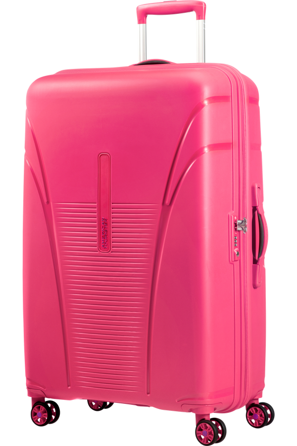 American Tourister Skytracer, 4 kolečka, 77 cm, velk&yacute;, růžov&yacute; blesk