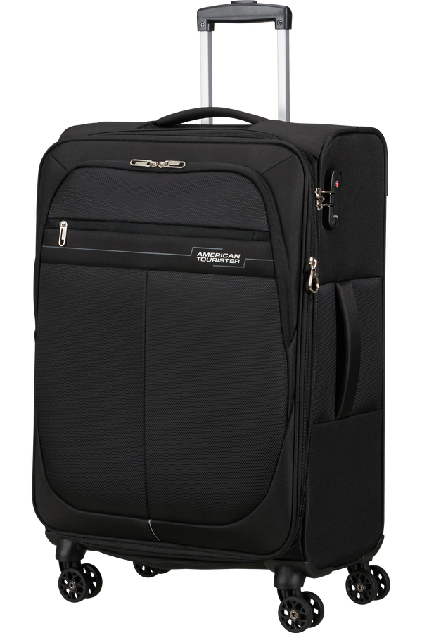 American Tourister Deep Dive Spinner Expandable TSA M  Čern&aacute;/&scaron;ed&aacute;