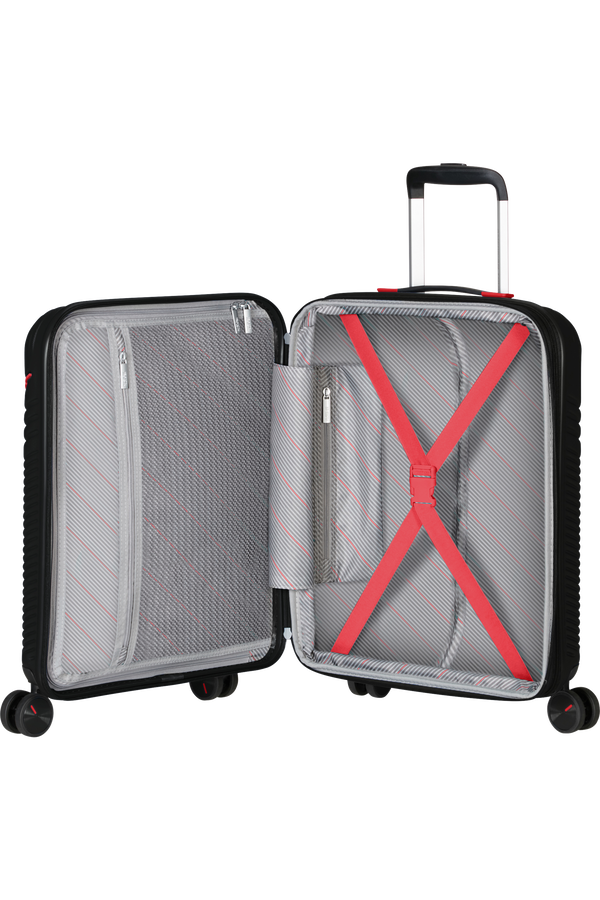 American Tourister Triple Trace Spinner TSA Expandable 55cm  Black/Red American Tourister Triple Trace Spinner TSA Expandable 55cm  Black/Red