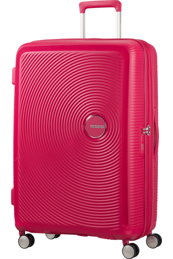 American Tourister Soundbox Spinner, rozšířitelný, 77 cm, růžový blesk