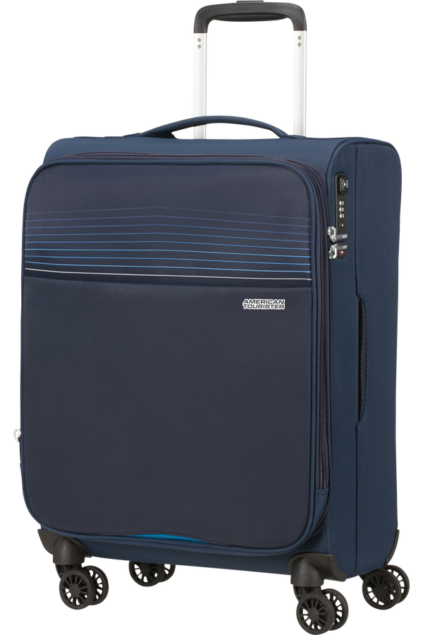 American Tourister Lite Ray Spinner TSA Expandable 55cm  Půlnočn&iacute; n&aacute;mořn&iacute; modr&aacute;