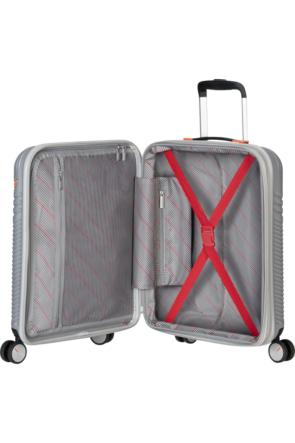 American Tourister Triple Trace Spinner TSA Expandable 55cm  Silver/Orange American Tourister Triple Trace Spinner TSA Expandable 55cm  Silver/Orange