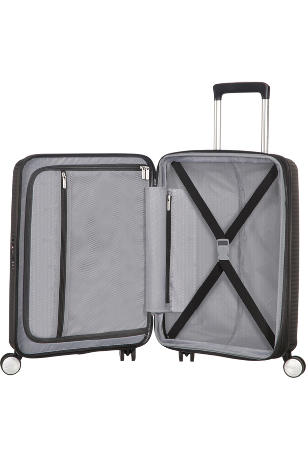 American Tourister Soundbox Spinner, roz&scaron;&iacute;řiteln&yacute;, 55&nbsp;cm, temn&aacute; čern&aacute;