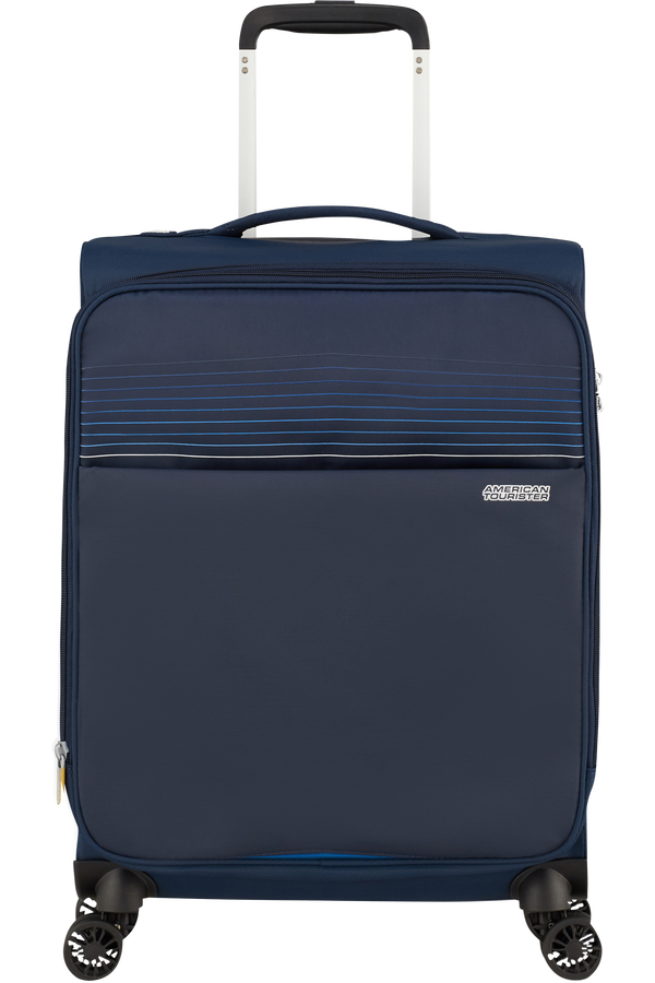 American Tourister Lite Ray Spinner TSA Expandable 55cm  Půlnočn&iacute; n&aacute;mořn&iacute; modr&aacute;