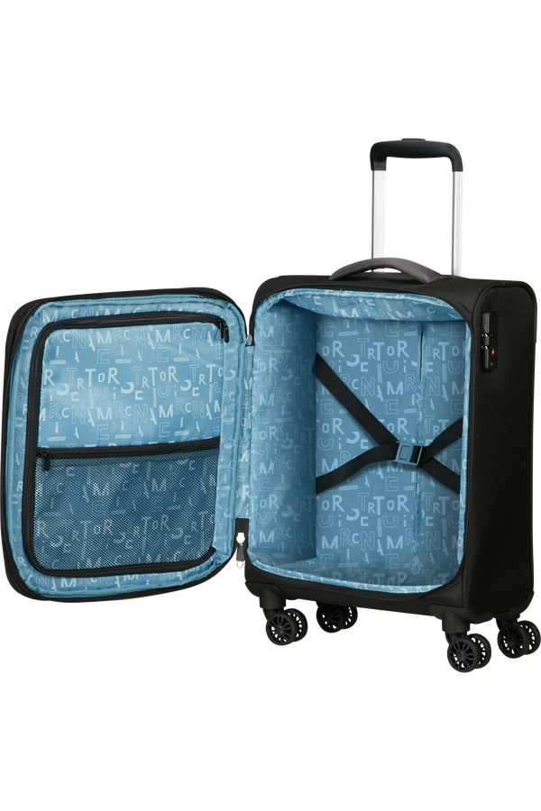 American Tourister Pulsonic Spinner Expandable 55cm  Asphalt Black American Tourister Pulsonic Spinner Expandable 55cm  Asphalt Black