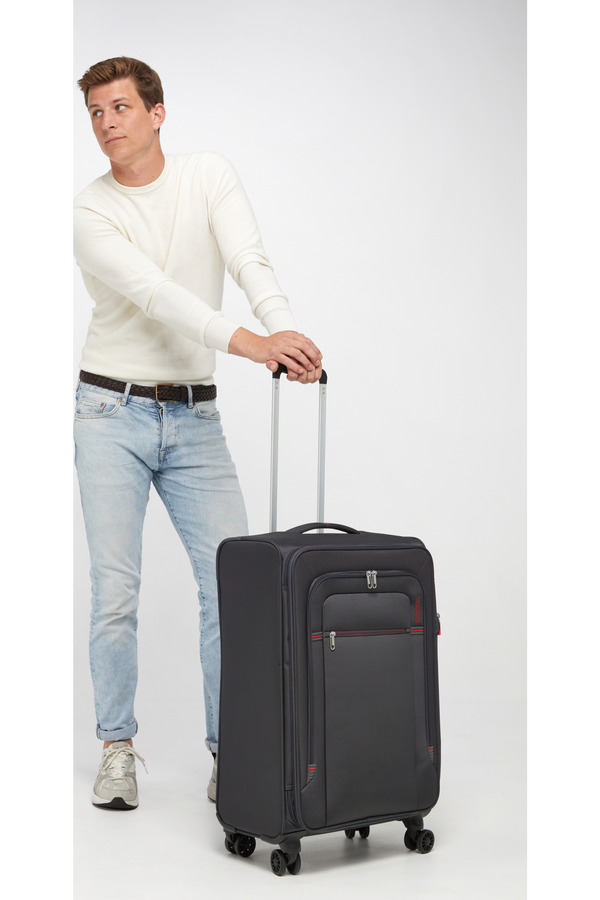 American Tourister Crosstrack Spinner Expandable 67cm  Šedá/červená American Tourister Crosstrack Spinner Expandable 67cm  Šedá/červená