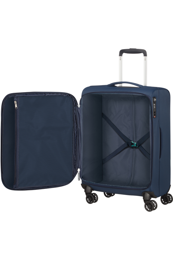 American Tourister Lite Ray Spinner TSA Expandable 55cm  Půlnočn&iacute; n&aacute;mořn&iacute; modr&aacute;